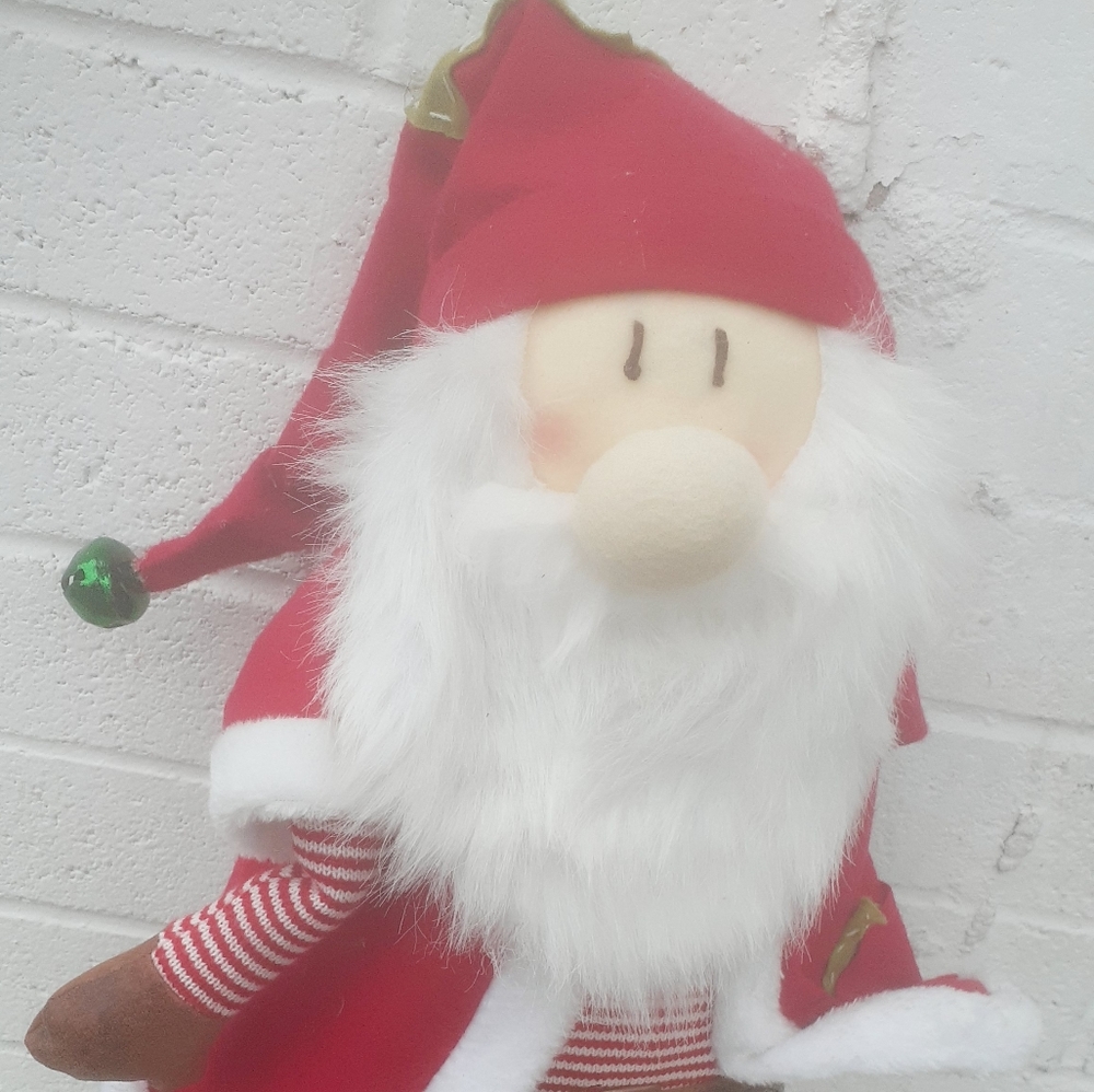 33" FOLK Art Santa Claus Doll red Hat coat pants Cloth & Wood legs Primitive - Picture 2 of 8